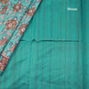 Semi Raw Silk Teal Blue Kalamkari Printed Saree - Kumaran Silks