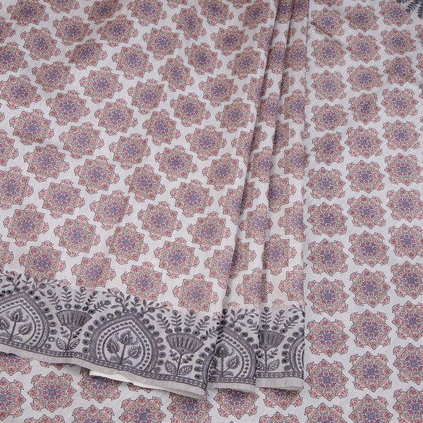 Semi Raw Silk Grey Printed Saree 09
