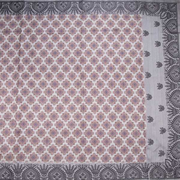 Semi Raw Silk Grey Printed Saree 09