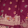 Semi Tussar Wine Colour Zari Worked Saree