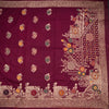 Semi Tussar Wine Colour Zari Worked Saree