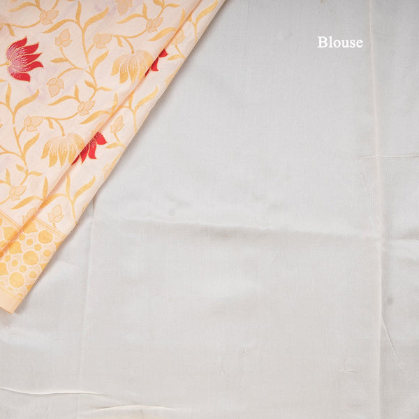 Semi Tussar Cream Floral Embossed Saree