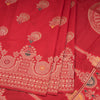 Semi Tussar Red Zari Worked Saree