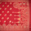 Semi Tussar Red Zari Worked Saree