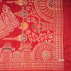 Semi Tussar Red Zari Worked Saree