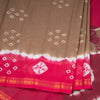 Sungudi Cotton Light Brown Printed Saree 05