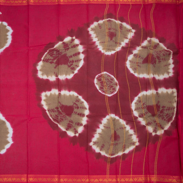 Sungudi Cotton Light Brown Printed Saree 05