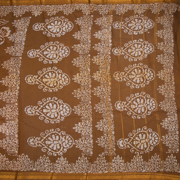 Sungudi Cotton Cinnamon Brown Printed Saree