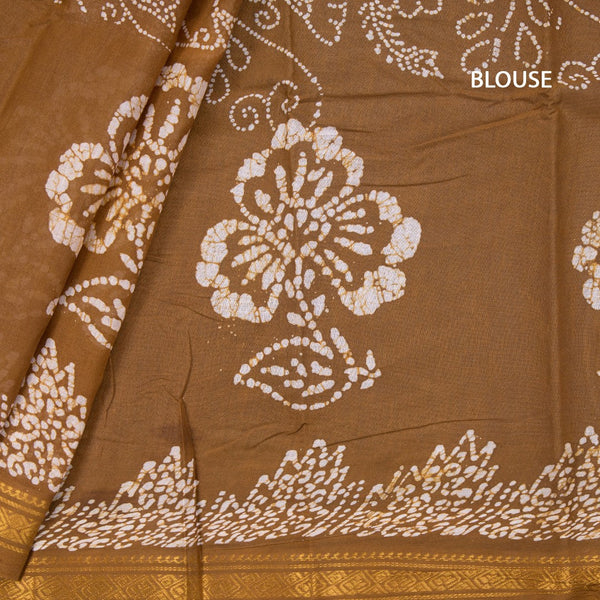 Sungudi Cotton Cinnamon Brown Printed Saree