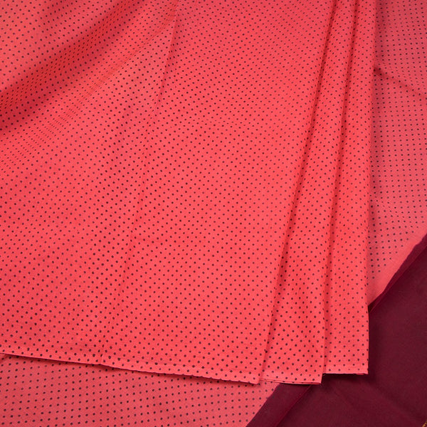 Sungudi Cotton Dark Peach Printed Saree Without Blouse 03