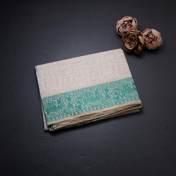 Chanderi Cotton Cream Printed Saree
