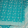 Chanderi Cotton Teal Green Printed Saree