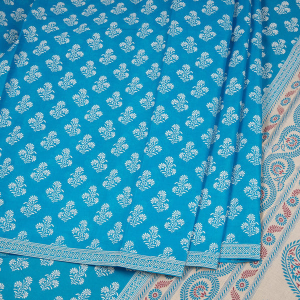 Chanderi Cotton Blue Printed Saree 02