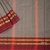 Chettinad Cotton Grey Plain Saree With Zari Border Without Blouse