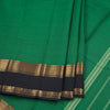Chettinad Cotton Green Plain Saree With Zari Border Without Blouse