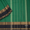 Chettinad Cotton Green Plain Saree With Zari Border Without Blouse - Kumaran Silks