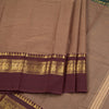 Chettinad Cotton Golden Brown Plain Saree With Temple Border Without Blouse