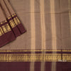 Chettinad Cotton Golden Brown Plain Saree With Temple Border Without Blouse