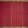 Chettinad Cotton Maroon Plain Saree With Temple Border Without Blouse