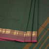 Chettinad Cotton Bottle Green Plain Saree With Zari Border Without Blouse 02
