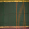 Chettinad Cotton Bottle Green Plain Saree With Zari Border Without Blouse 02