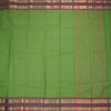 Chettinad Cotton Parrot Green Plain Saree With Rettapet Border Without Blouse