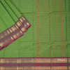 Chettinad Cotton Parrot Green Plain Saree With Rettapet Border Without Blouse