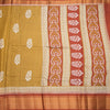 Semi Raw Silk Golden Brown Printed With Zari Stripes Saree