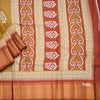 Semi Raw Silk Golden Brown Printed With Zari Stripes Saree