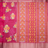 Semi Raw Silk Rose Pink Printed With Zari Stripes Saree