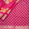 Semi Raw Silk Rose Pink Printed With Zari Stripes Saree