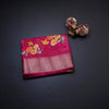 Semi Raw Silk Rose Pink Printed With Zari Stripes Saree