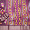 Semi Raw Silk Purple Printed With Zari Stripes Saree