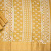 Semi Raw Silk Gold Printed With Zari Stripes Saree