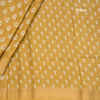 Semi Raw Silk Gold Printed With Zari Stripes Saree