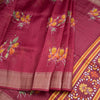 Semi Raw Silk Maroon Printed With Zari Stripes Saree