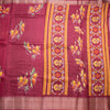 Semi Raw Silk Maroon Printed With Zari Stripes Saree