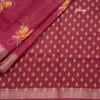 Semi Raw Silk Maroon Printed With Zari Stripes Saree