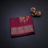 Semi Raw Silk Maroon Printed With Zari Stripes Saree