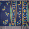 Semi Raw Silk Navy Blue Printed With Zari Stripes Saree
