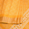 Semi Raw Silk Mango Yellow Printed With Zari Stripes Saree