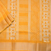 Semi Raw Silk Mango Yellow Printed With Zari Stripes Saree