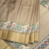 Semi Raw Silk Mehandi Green Printed With Zari Stripes Saree