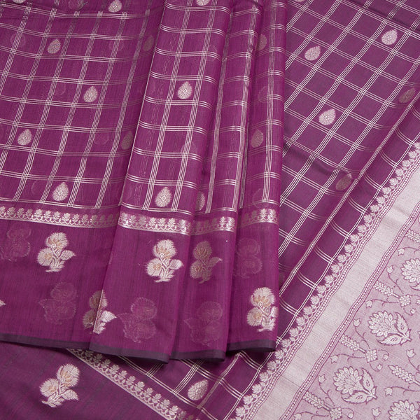 Semi Raw Silk Plum Purple Zari Worked Saree