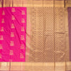 Semi Silk Hot Pink Floral Zari Worked Saree