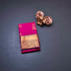 Semi Silk Hot Pink Floral Zari Worked Saree