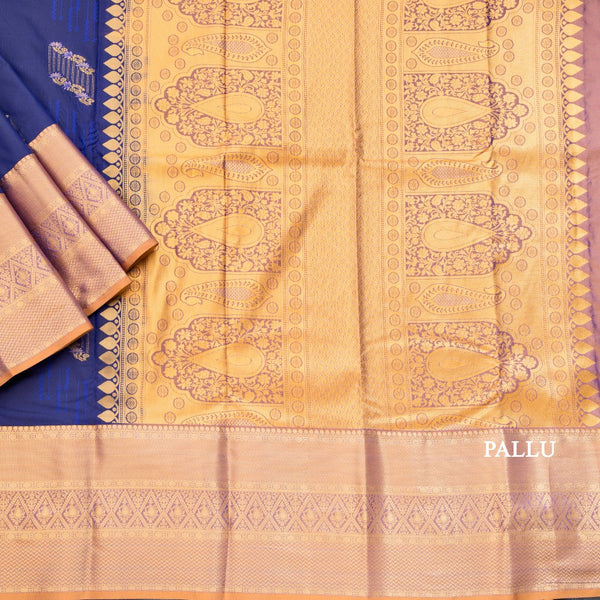 Semi Silk Ink Blue Zari Worked Saree