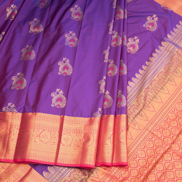 Semi Silk Purple Zari Worked Saree 02