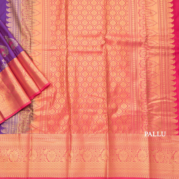 Semi Silk Purple Zari Worked Saree 02