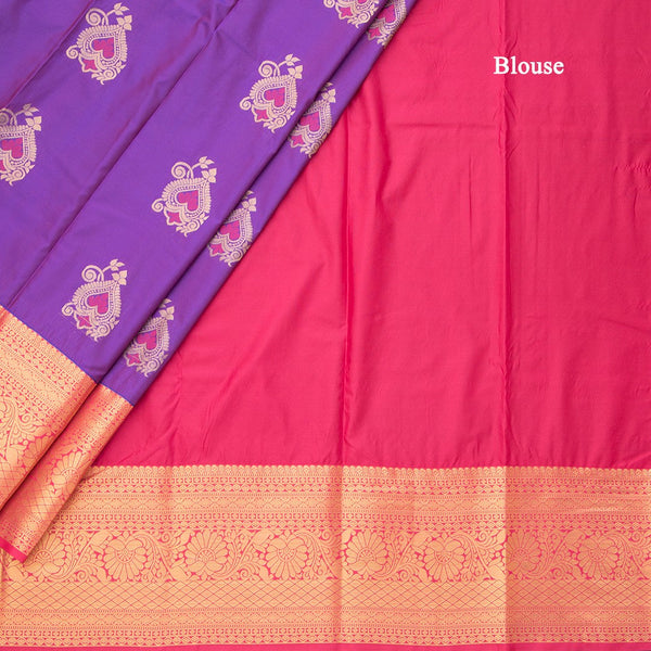 Semi Silk Purple Zari Worked Saree 02